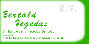 bertold hegedus business card